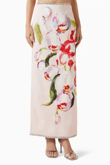 Southacre Rhinestone-trim Skirt in Linen Blend