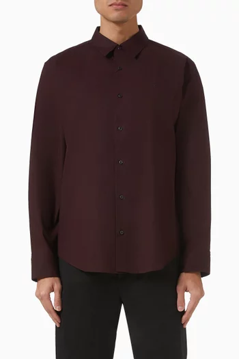 Tonal Logo Shirt in Stretch Cotton