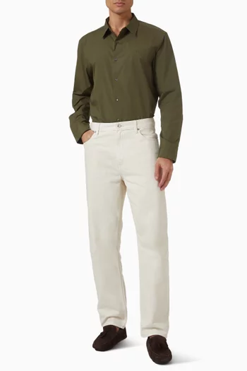 Tonal Logo Shirt in Stretch Cotton