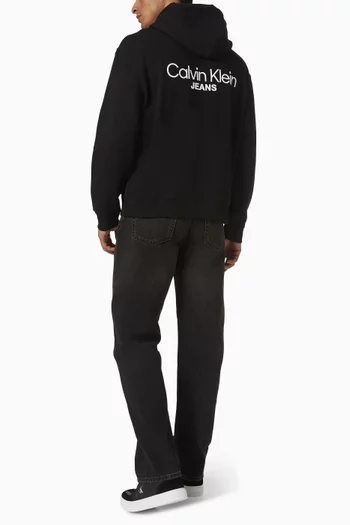 كنزة بغطاء رأس وشعار الماركة قطن تيري