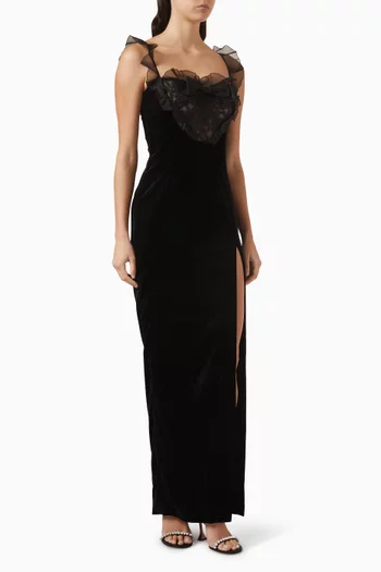 Bustier Slit Dress in Velvet