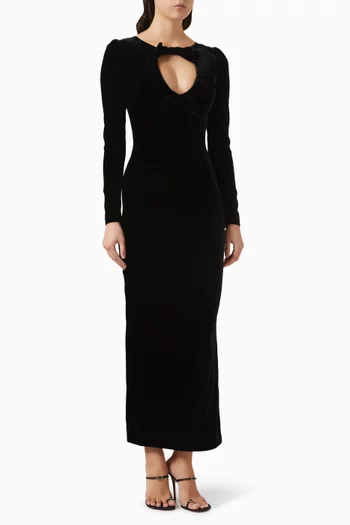 Bow Cut-out Dress in Velvet