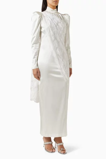 Cape Dress in Silk-satin