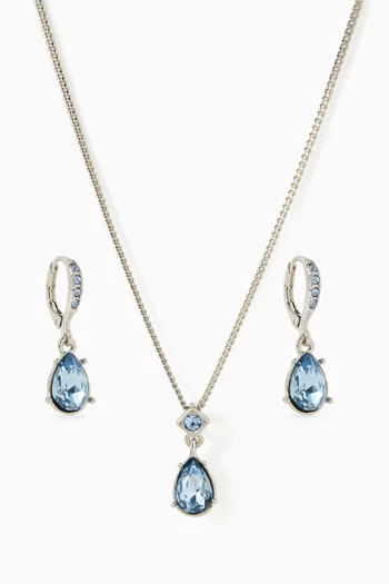 2000s Sapphire Clip-on Earrings & Necklace Set