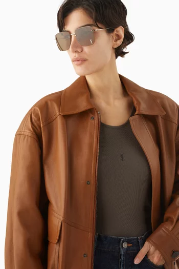 نظارة شمسية بإطار مربع بشعار كاساندر معدن