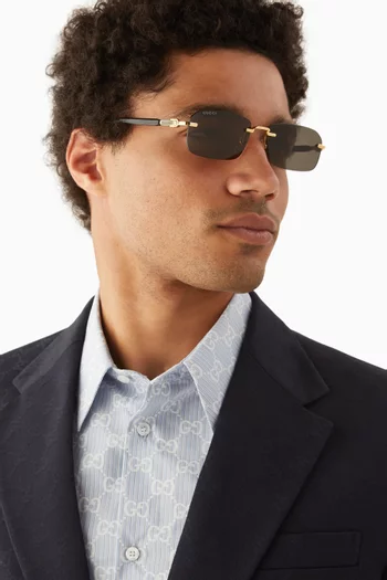 Rectangular Sunglasses in Metal