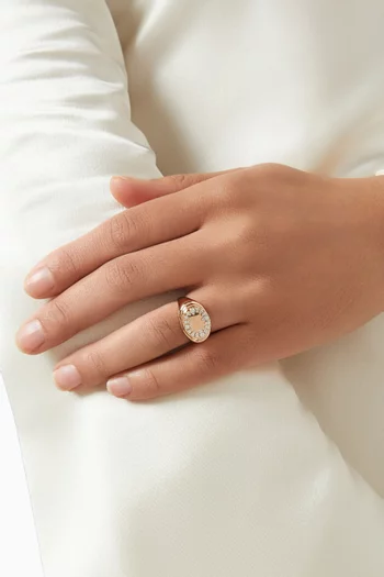 خاتم خنصر مرصع بالماس ذهب وردي عيار 18