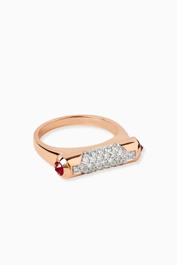 Layla Diamond & Ruby Scroll Ring in 18kt Gold
