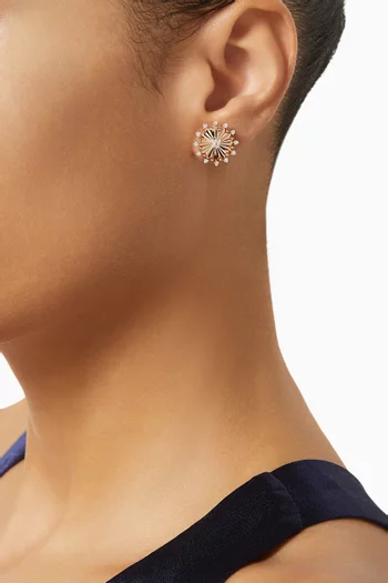 أقراط بتصميم عين رع على شكل شمس مرصعة بالماس ذهب وردي عيار 18