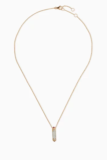 Layla Diamond & Ruby Scroll Necklace in 18kt Rose Gold