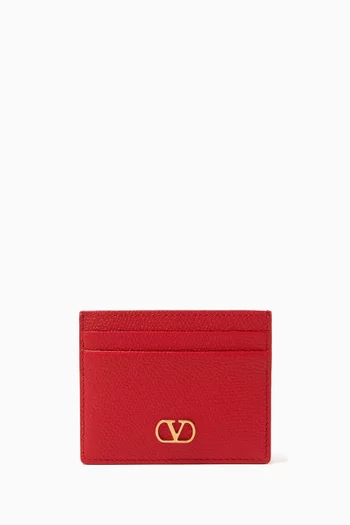 Vlogo Signature Card Case in Grainy Calfskin