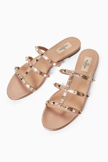 Rockstud Slides in Laminated Nappa