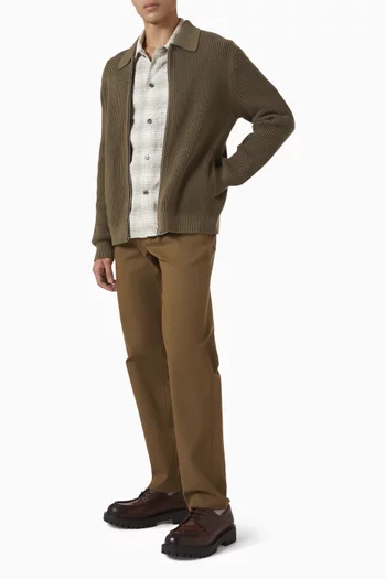 Gary Zip Cardigan in Cotton Blend