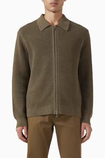 Gary Zip Cardigan in Cotton Blend