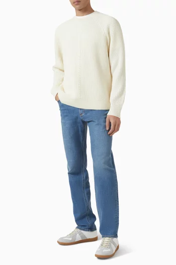 Cable-trim Sweater in Wool Blend