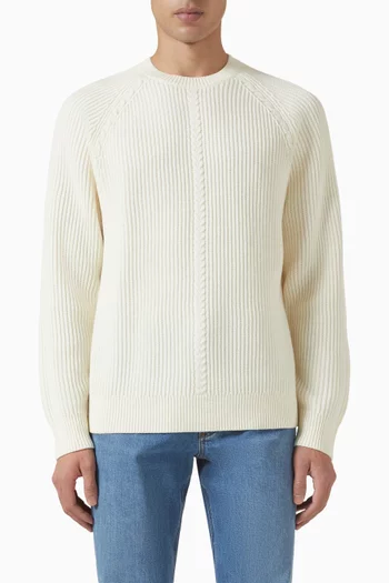 Cable-trim Sweater in Wool Blend