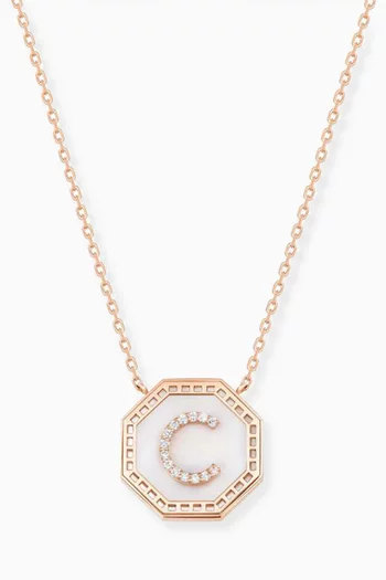 Harf Turath Letter 'C' Diamond Necklace in 18kt Rose Gold