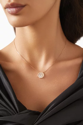 Harf Turath Letter 'G' Diamond Necklace in 18kt Rose Gold