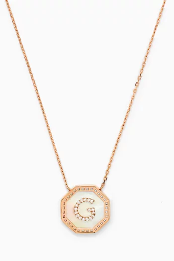 Harf Turath Letter 'G' Diamond Necklace in 18kt Rose Gold