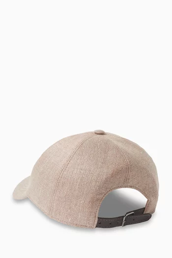 Logo Baseball Cap in Sparkling Linen Twill