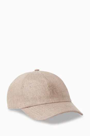 Logo Baseball Cap in Sparkling Linen Twill