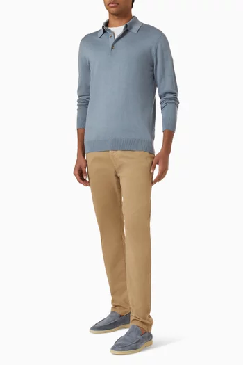 Knitted Polo T-shirt in Silk-cashmere