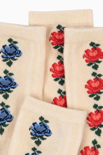 Floral Jacquard Socks, Set of 2