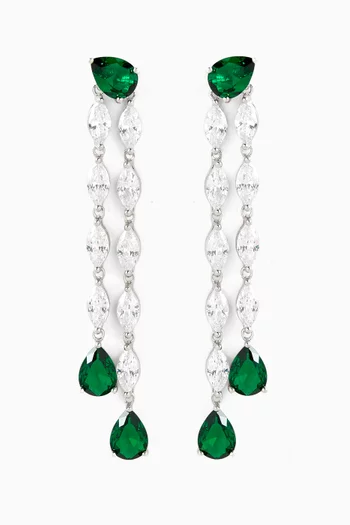Pear Marquis Drop Earrings in Rhodium-plated Brass