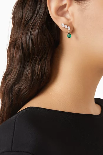 أقراط متدلية لأعلى الأذن مرصعة بأحجار بتصميم كمثرى نحاس مطلي روديوم