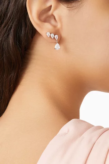 أقراط متدلية لأعلى الأذن مرصعة بأحجار بتصميم كمثرى نحاس مطلي روديوم