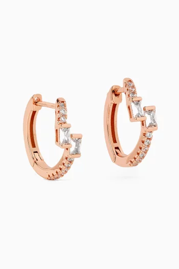 Baguette Midi Hoops in Rose Gold-plated Brass