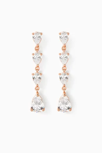 Downward Pear Linear Earrings in Rose Gold-plated Brass