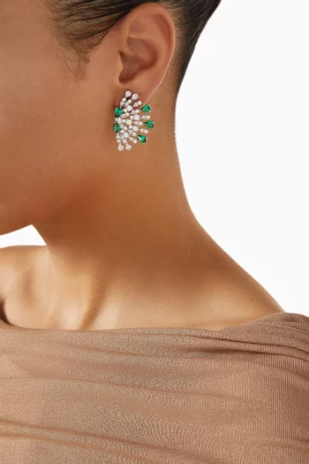 Half Sparkler Earrings in Rhodium-plated Brass