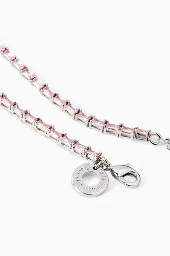 Baguette Tennis Necklace in Rhodium-plated Brass