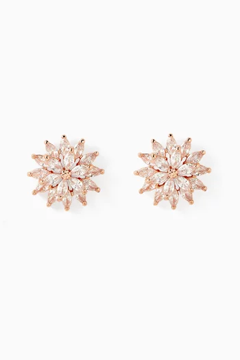 CZ Marquis Earrings in Rose Gold-plated Brass