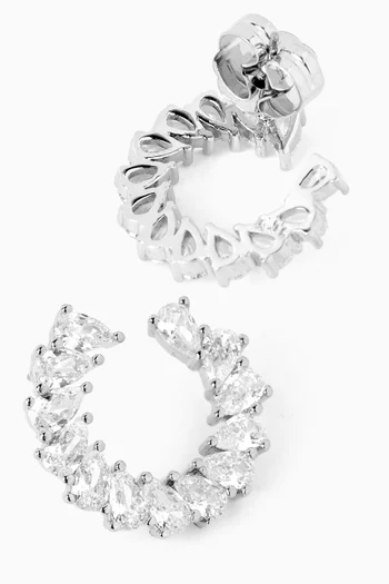 أقراط مقوسة مرصعة بأحجار بتصميم كمثرى نحاس مطلي روديوم