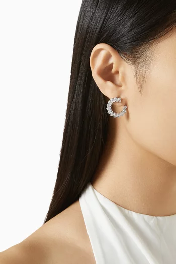 Pear Curved Earrings in Rhodium-plated Brass