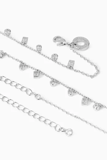 Mini Bezel Multi-shape Necklace in Rhodium-plated Metal