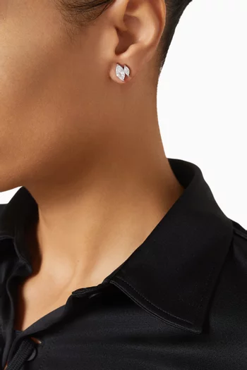 CZ Mini Double Marquis Stud Earrings in Rhodium-plated Brass