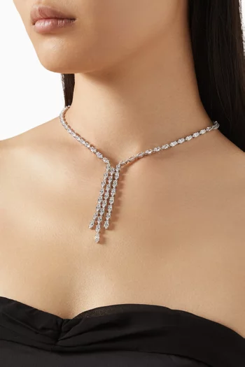 قلادة بشرّابة مرصعة بأحجار زركونيا مكعبة بشكل ماركيز نحاس مطلي بالروديوم