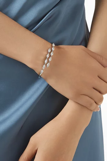 Marquis Bypass Hinged Cuff in Rhodium-pated Brass