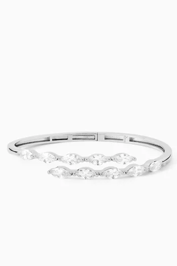 Marquis Bypass Hinged Cuff in Rhodium-pated Brass