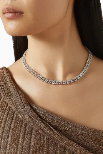 قلادة رقبة مرصعة بأحجار بشكل كمثرى ودائري نحاس مطلي روديوم