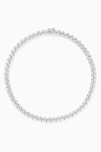 قلادة رقبة مرصعة بأحجار بشكل كمثرى ودائري نحاس مطلي روديوم