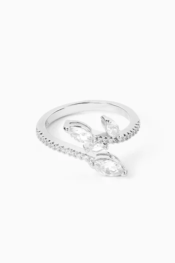 خاتم مفتوح مرصع بأحجار بافيه وماركيز نحاس مطلي روديوم