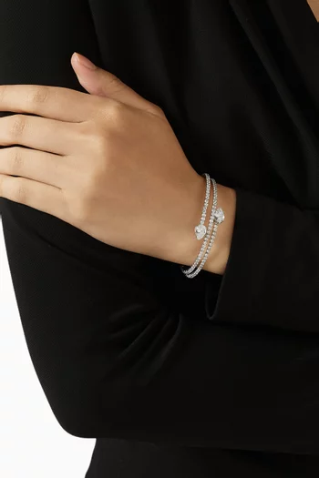CZ Open Pear Bracelet in Rhodium-plated Brass