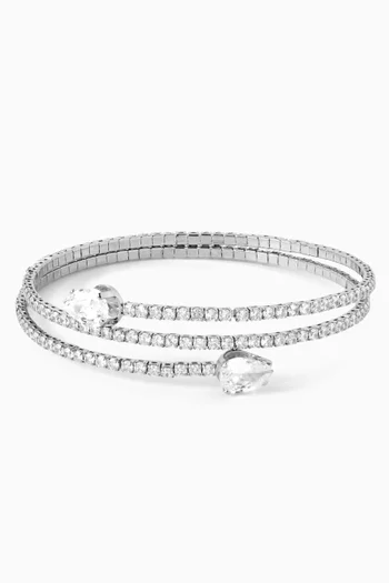 CZ Open Pear Bracelet in Rhodium-plated Brass