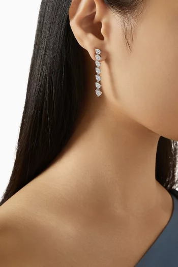 CZ Pear Drop Earrings in Rhodium-plated Brass