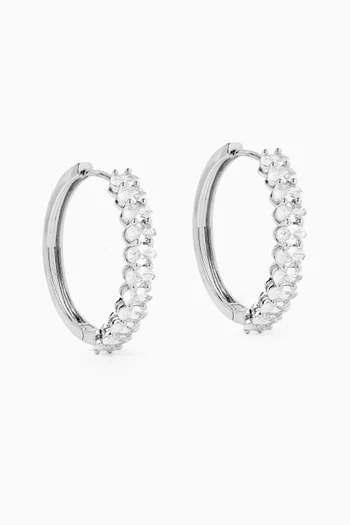 Classic Round Hoops in Rhodium-plated Brass