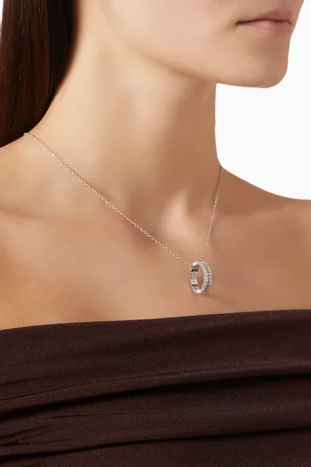 Baguette CZ Wave Bangle Necklace in Rhodium-plated Brass